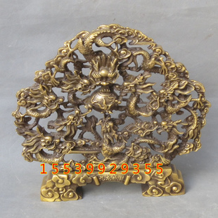 纯铜九龙壁摆件九龙戏珠商务礼品家居办公室用品工艺品摆设铜器