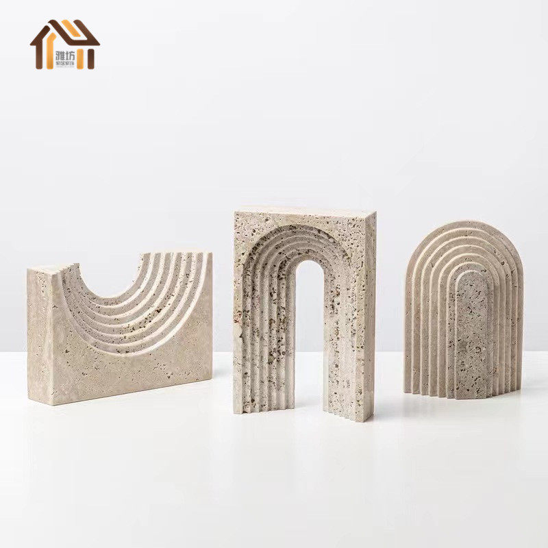 新中式客厅大理石拱门摆件玄关石头拱形入户玄关乔迁礼物家居饰品