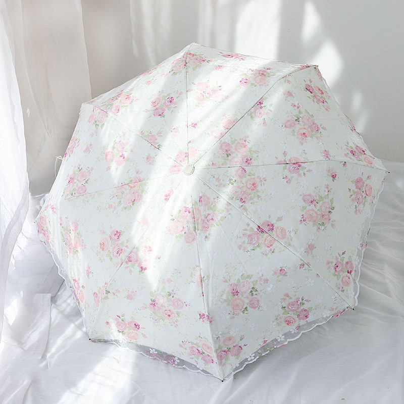 全自动伞网纱太阳伞雨伞双层防晒防紫外线晴雨两用遮阳伞三折叠