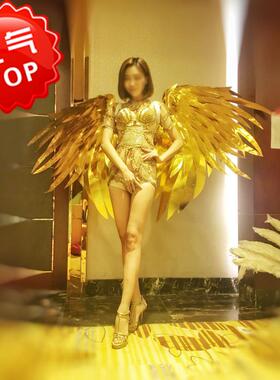 定制维多利亚秘密天使之翼的金色翅膀道具服装成人模特走秀