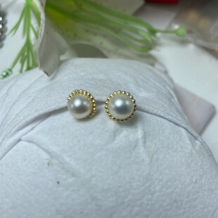 天然淡水无核白色珍珠耳环925银镀金耳针高级气质女神款正品耳钉