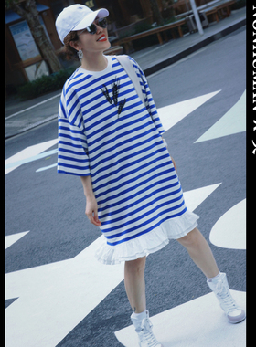 NONHUMAN蚂蚁家 25夏季新款 原创设计师品牌 拼接条纹亮片连衣裙