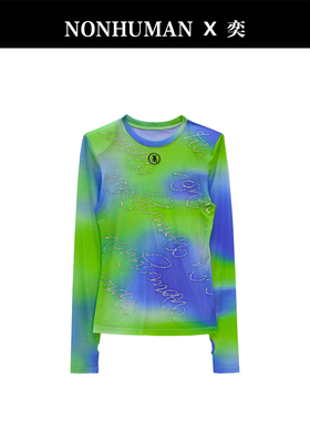 NONHUMAN蚂蚁家25夏季新款原创设计师品牌修身烫钻印花网纱皮肤衣