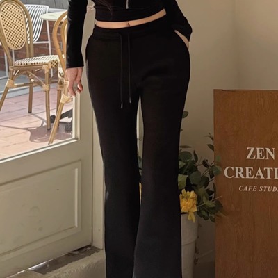 kindame韩国美胯系列百搭宽松显瘦提臀丰胯休闲喇叭长裤BL25S2203