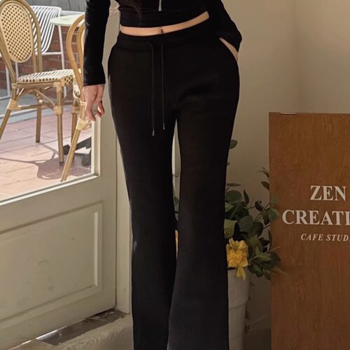 kindame韩国美胯系列百搭宽松显瘦提臀丰胯休闲喇叭长裤BL25S2203