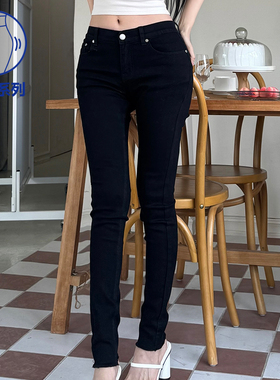 kindame韩国美胯系列纯色百搭低腰丰胯紧身小脚牛仔裤