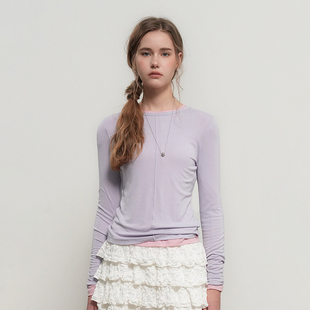 女垂坠压褶柔软T恤薄款 上衣GF1LTS505 idea极简风天丝长袖 General