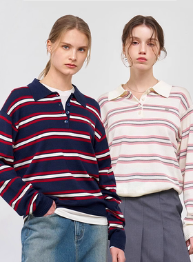 General idea2025春夏简约条纹POLO衫百搭休闲长袖WBE1L05503