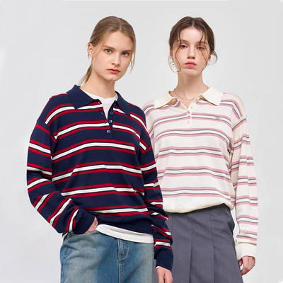 2025春夏新款简约条纹POLO衫