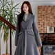 kindame韩国长款 羊绒收腰大衣女系带公主风气质外套OS25F3302