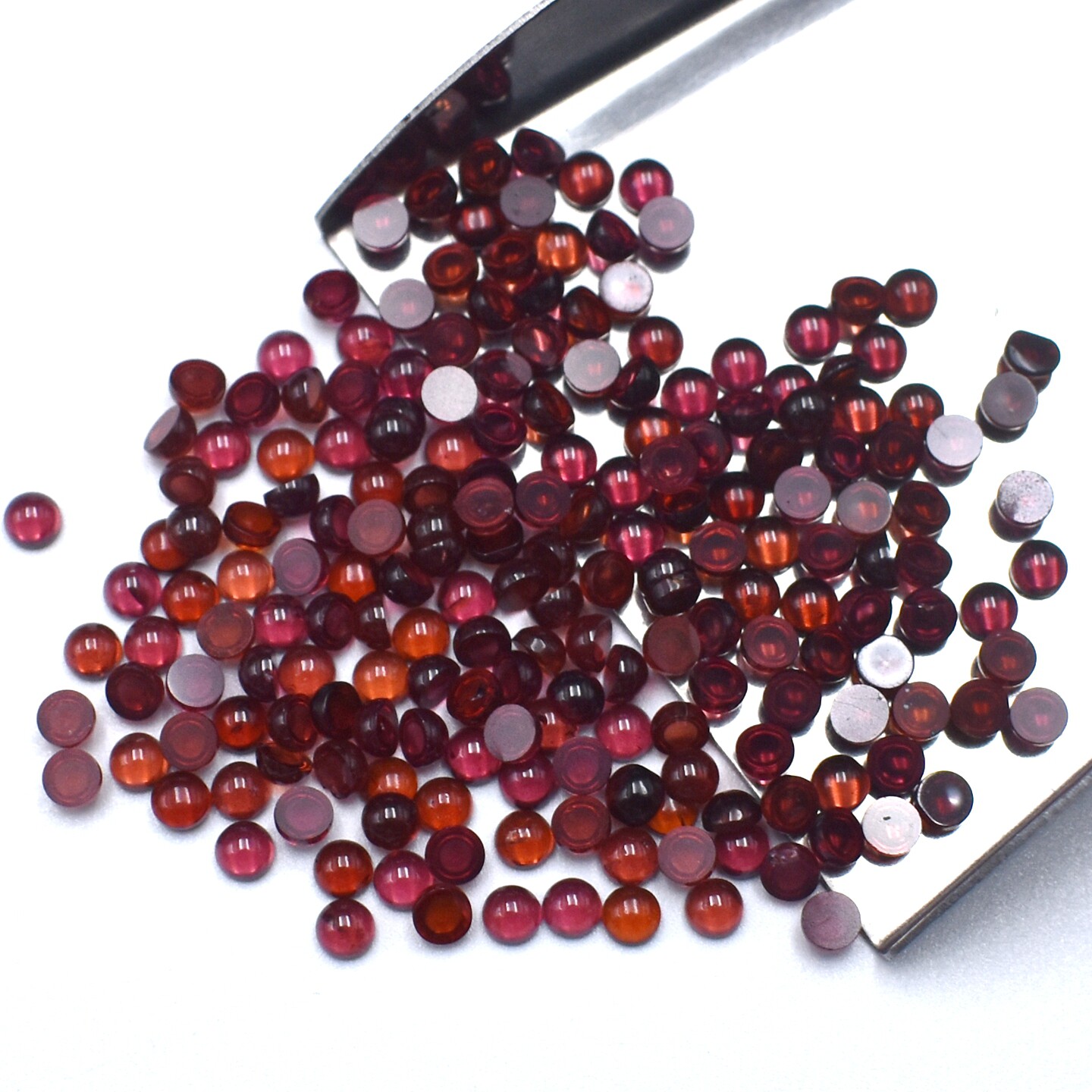 天然石榴石圆形戒面蛋面平底素面光面半圆石榴石红宝石裸石配石