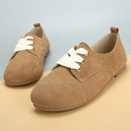 时尚舒适大码女鞋41到43春季2025新款单鞋低跟软底磨砂皮不累脚42