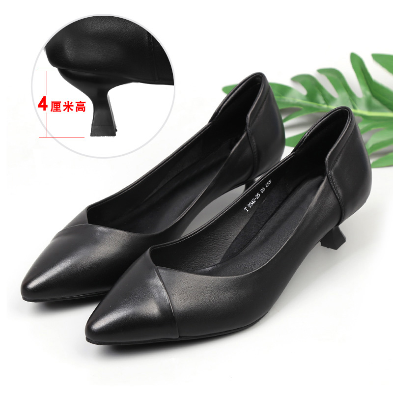 中跟细跟真皮大码女鞋通勤小皮鞋