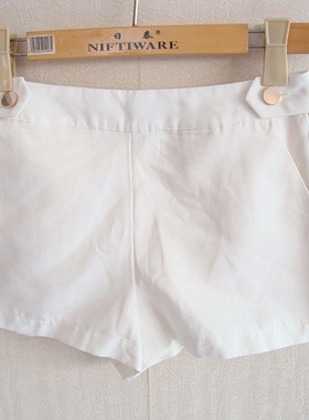 时尚简约女式士短裤白色白领通勤淑女新热裤夏季显瘦休闲运动0696