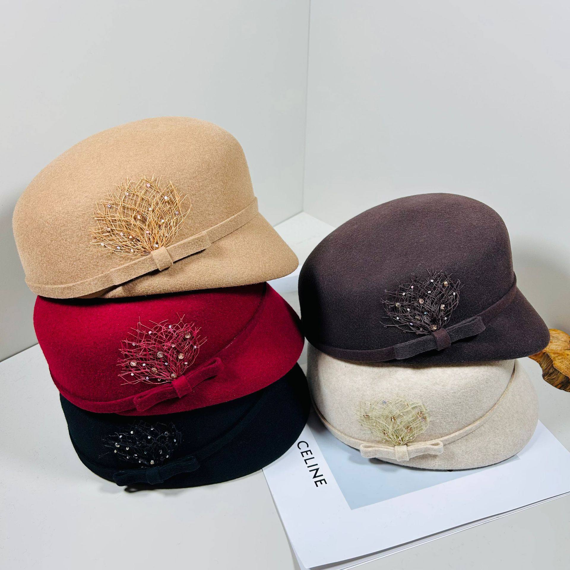 冬季新款澳洲羊毛马术帽保暖防风盆帽小礼帽气质淑女名媛风渔夫帽,运动/瑜伽/健身/球迷用品,马球帽,淘宝优惠券,粉丝福利购,淘宝优惠卷