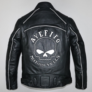 头层绵羊牛皮真皮皮衣男修身 青年立领机车摩托车服加棉夹克宁 短款