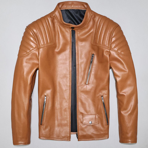 头层牛皮真皮皮衣男修身机车夹克