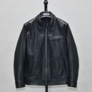 头层薄软牛皮真皮皮衣男修身 翻领简约商务休闲机车夹克外套丹 短款