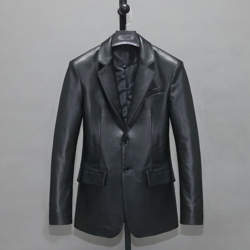 男士绵羊皮真皮衣单开叉西装