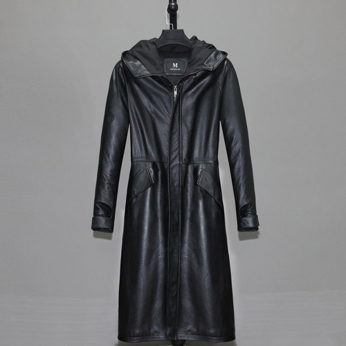 男女士牛皮真皮皮衣长款风衣外套