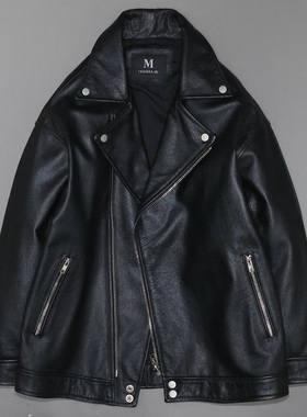 头层牛皮真皮皮衣男韩版宽松落肩加棉男士大码休闲外套廓版夹克鲁