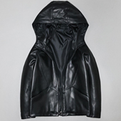 头层绵羊真皮皮衣女微廓短款 遮肉显瘦青年简约休闲连帽夹克外套二