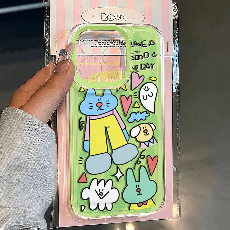 涂鸦小动物苹果17手机壳16/15pro华为nova10适用p50荣耀70红米note13女OPPOreno11/7小米14/vivos12s7新款x80