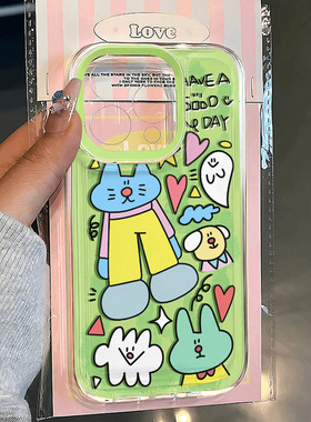 涂鸦小动物苹果17手机壳16/15pro华为nova10适用p50荣耀70红米note13女OPPOreno11/7小米14/vivos12s7新款x80