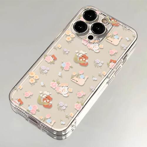 春日碎花猫咪适用苹果17/16pro手机壳华为pura70/p50软壳mate60红米note11女OPPOreno13/7小米14/vivos12/s15