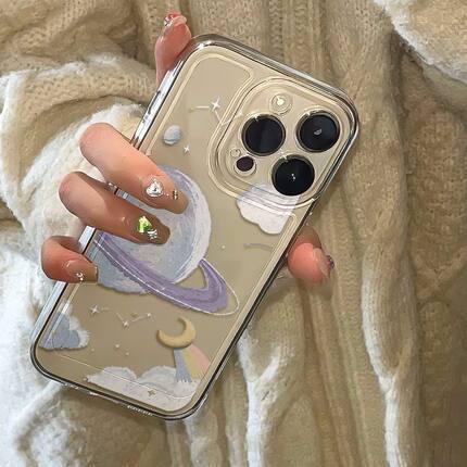 彩色星球适用苹果17/16pro手机壳华为mate60超薄p50荣耀100红米note11女OPPOreno13/9/8/7小米14/vivos12/s15