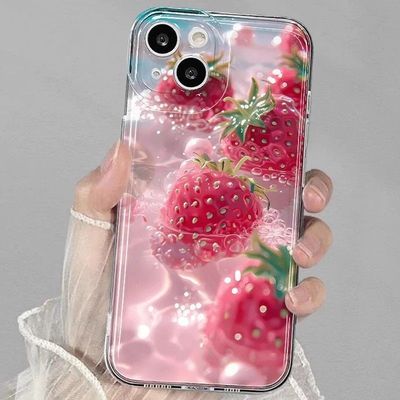水中草莓适用苹果17promax手机壳16/15卡通14新款11华为mate60/p70荣耀90/vivox100小米12可爱OPPO红米note13