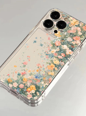 ins风鲜花适用苹果17/16pro手机壳小清新华为mate60软壳p50荣耀100红米note11女OPPOreno13小米14vivos12/s15