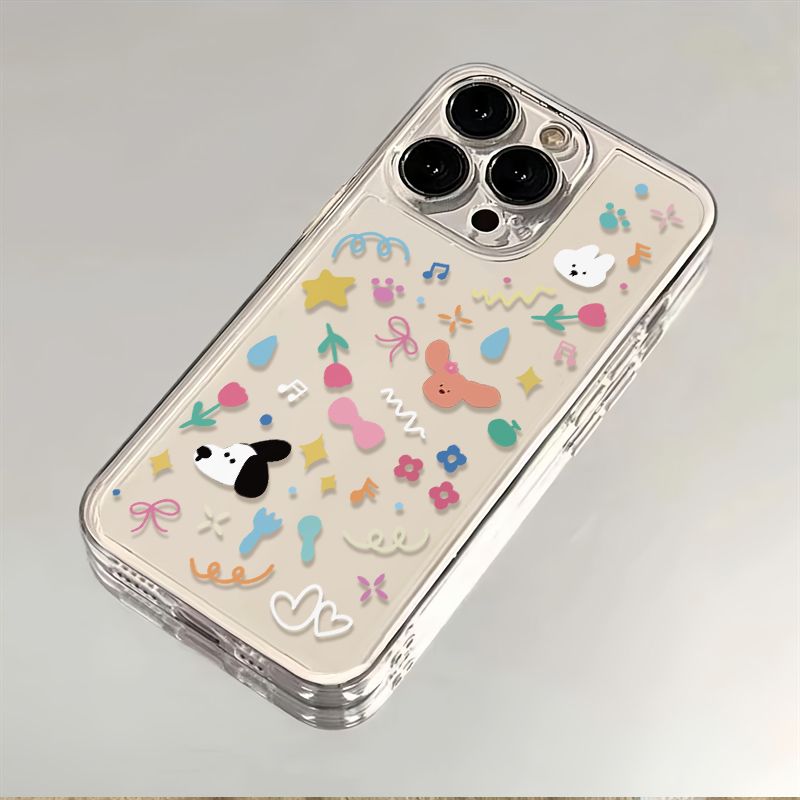 小狗世界插画适用苹果17/16pro手机壳华为pura70/p50套mate60红米note11女OPPOreno13/9/8小米14/vivos12/s15