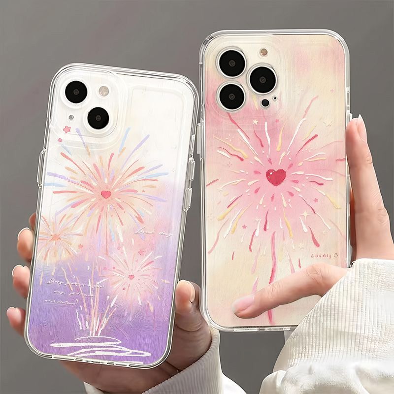油画烟花适用iPhone17promax手机壳新款苹果15/14/13/12pro/11超薄文艺时尚x/xr/xs/max女16/i7p/8plus保护套