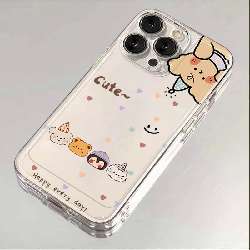 可爱小动物适用苹果15promax手机壳oppo小米红米k70vivox100华为iPhone15保护套14新款13/12/11透明xr防摔7/8