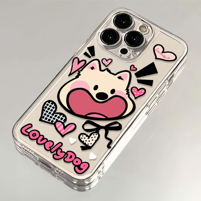 爱心大嘴狗适用苹果17/16pro手机壳华为pura70/p50保护套mate60红米note11女OPPOreno13/8小米14/vivos12/s15