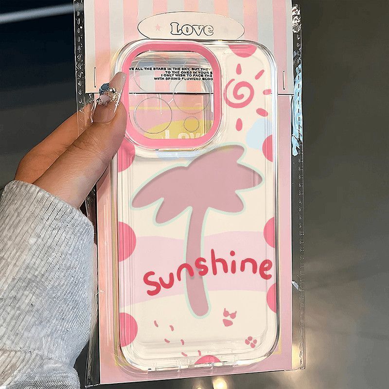 镂空椰子树适用苹果17/16pro手机壳华为pura70/p50软壳mate60红米note11女OPPOreno13/9/8小米14/vivos12/s15