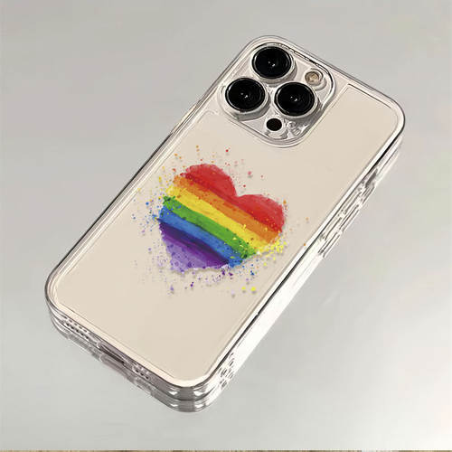 彩虹爱心涂鸦适用iphone17promax手机壳苹果12新款13华为mate70软note14潮vivos16e小米15oppo红米K80荣耀100
