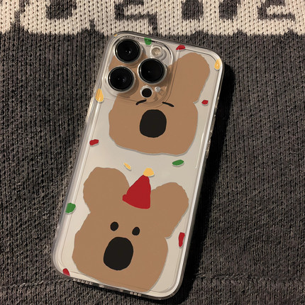 圣诞帽椒熊适用苹果17/16pro手机壳华为mate60超薄p50荣耀100红米note11女OPPOreno13/9/8小米14/vivos12/s15