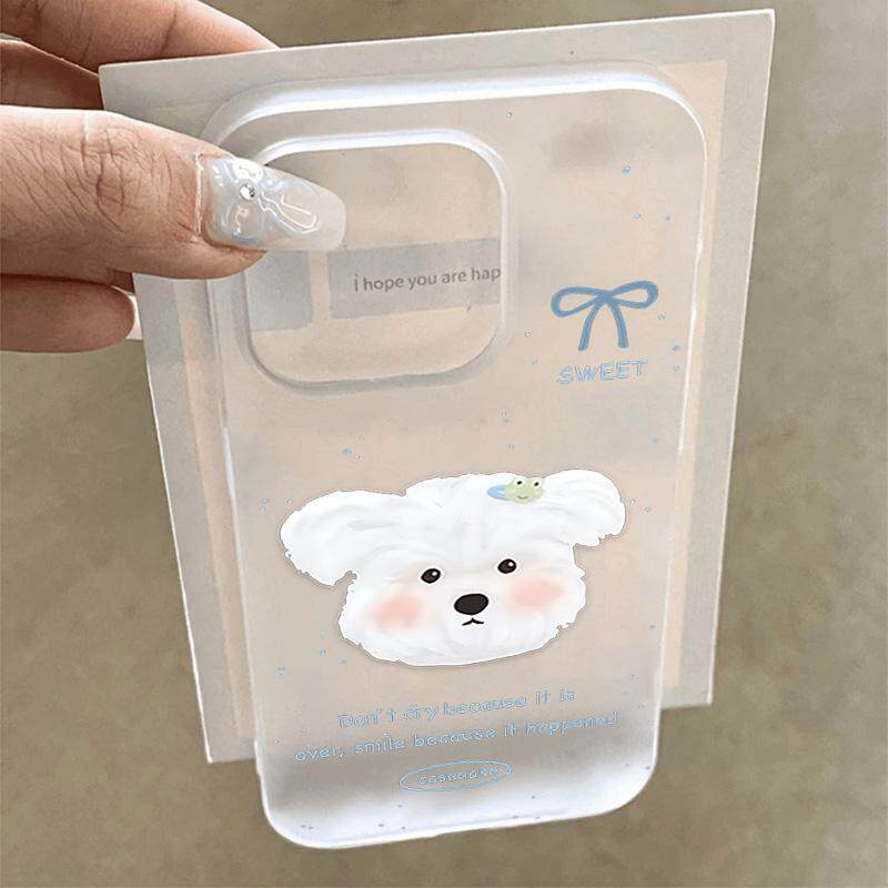 蝴蝶结小狗适用苹果16promax手机壳iPhone14pro新款15/13创意12/11女xs磨砂xr软xsmax个性17防摔14plus套透明