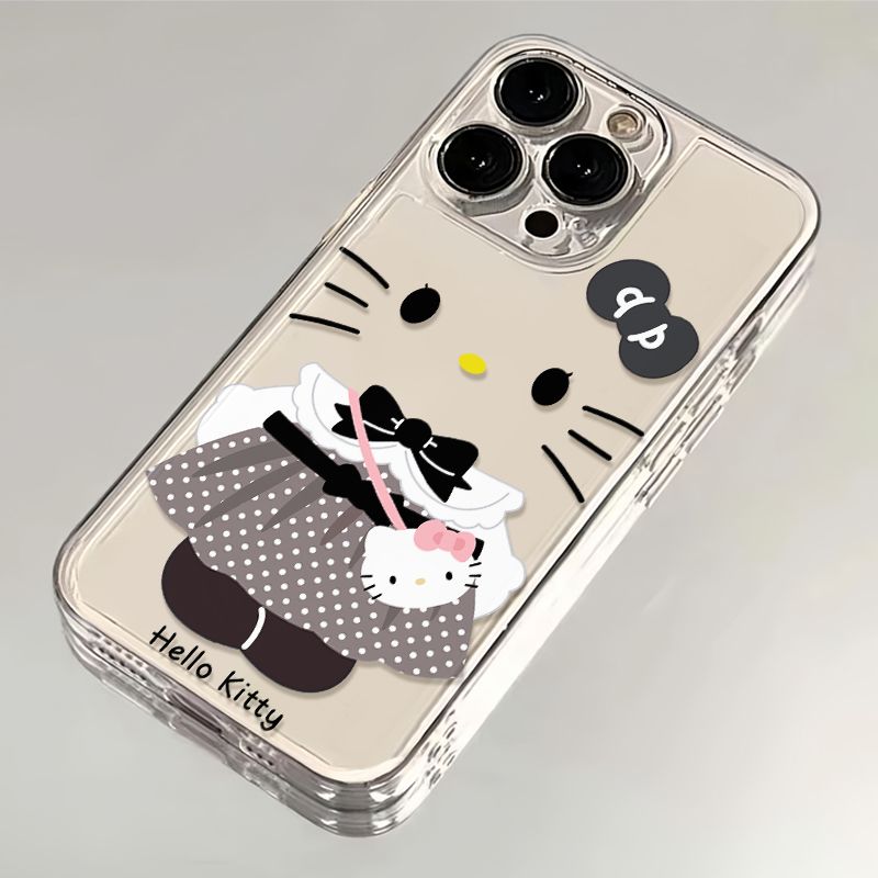 波点裙子KT猫适用苹果17/16pro手机壳华为pura70/p50套mate60红米note11女OPPOreno13/9/8小米14/vivos12/s15