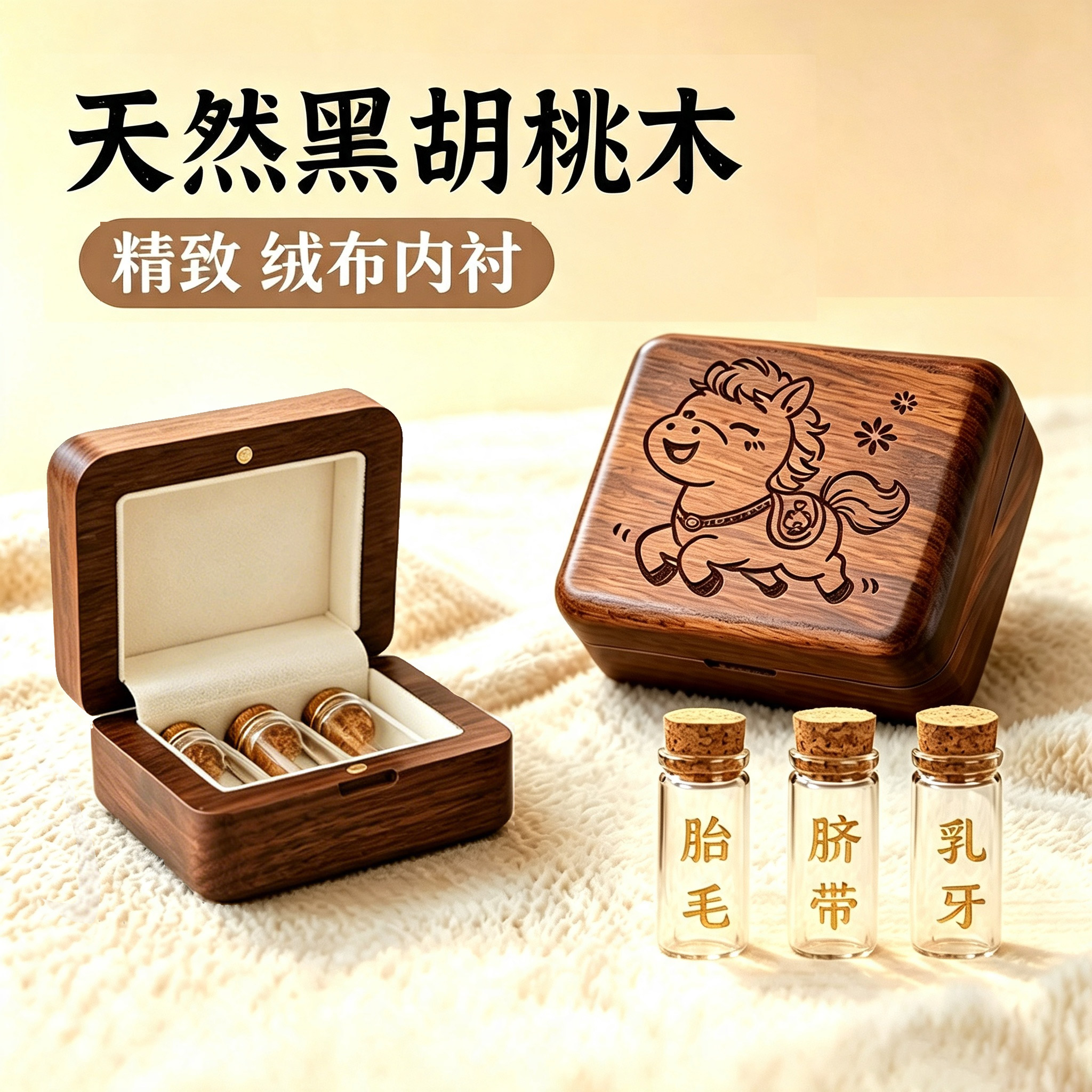 婴儿脐带胎发毛收藏储存保存盒瓶新生宝宝自制胎发纪念品收纳乳牙