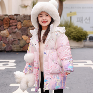 2025新款女童羽绒服中长款中小童冬装公主洋气白鸭绒儿童羽绒服外