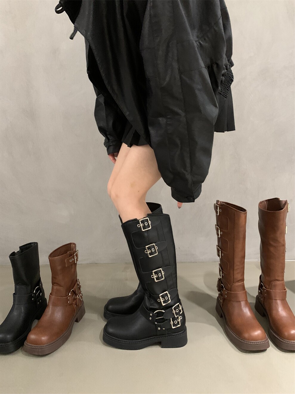 프랑스 기사 부츠 오토바이 부츠 영국 마틴 부츠 여성 부츠 가을 겨울 복고풍 짧은 부츠 웨스턴 카우보이 부츠