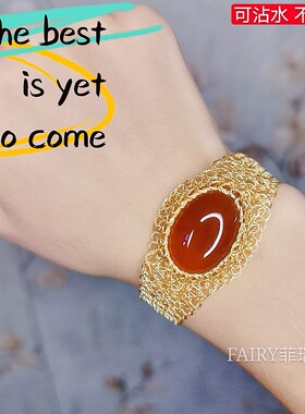 设计师款编织天然红玉髓手链定制