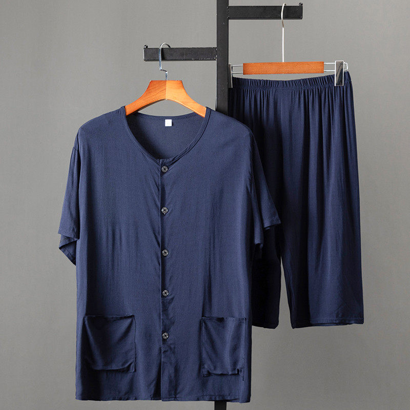 노인 할아버지 정장 옷 여름 중년 및 노인 당나라 정장 반팔 티셔츠 루즈 탑 낡은 운동복 아빠 여름 옷