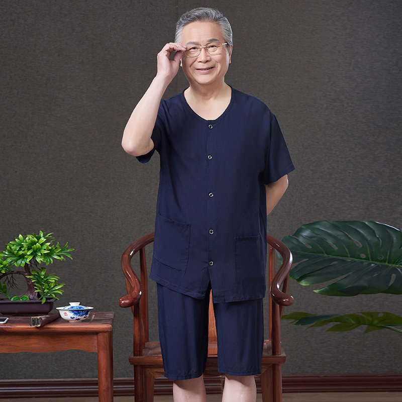 Aged suit Short sleeved shorts Two suit grandpa Summer wear clothes T-shirt T-shirt Middle and old age Tang costumein the Men's clothing, National costume  category - from Buy2taobao.com to provide professional Taobao agent buy service