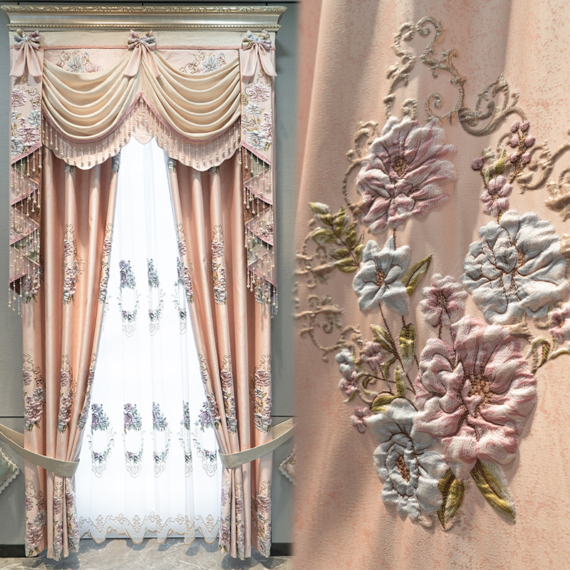 高档奢华法式提花欧式高精密浮雕客厅卧室大气遮光美式窗帘布定制