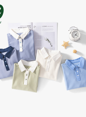 euv 儿童polo衫男童长袖打底衫女童内搭纯棉t恤校服神器白色衬衫