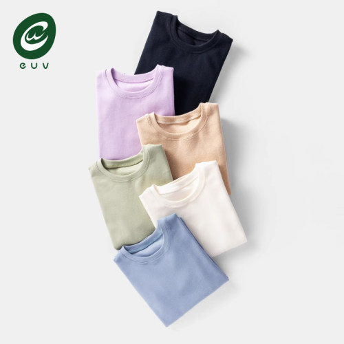 euv纯棉打底衫男女童黑白色上衣